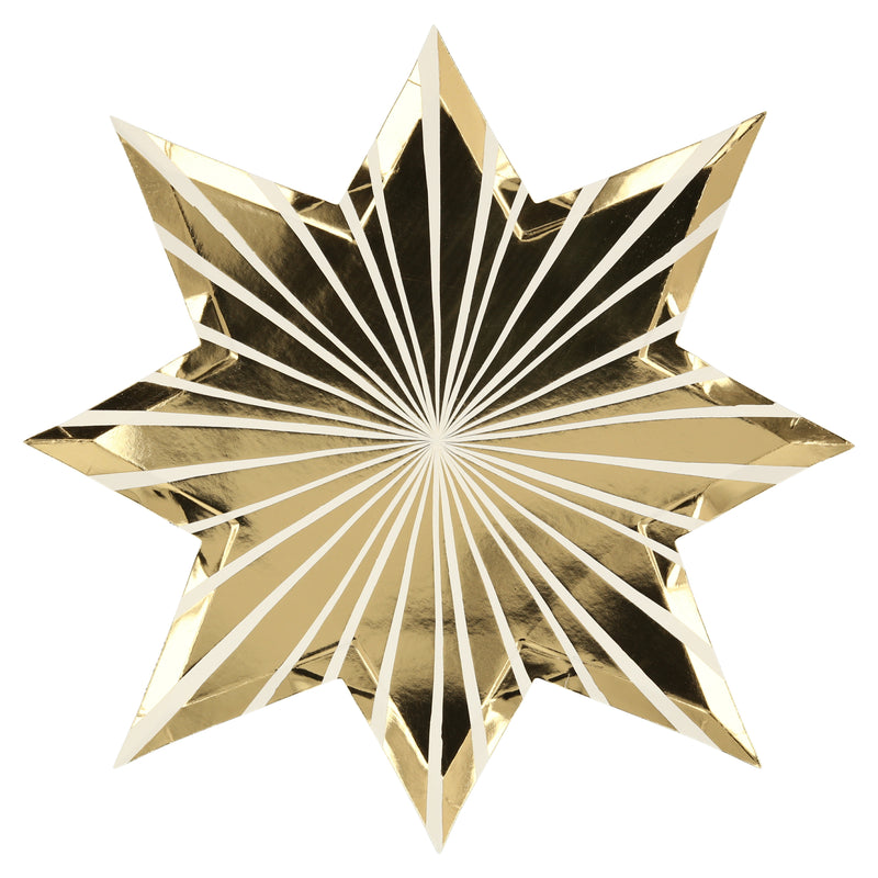 Gold Stripe Star Plates (8)
