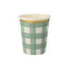 Green Gingham Cups (8)
