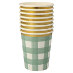 Green Gingham Cups (8)