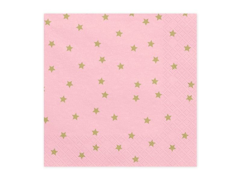 Pink & Gold Star Napkins (20)